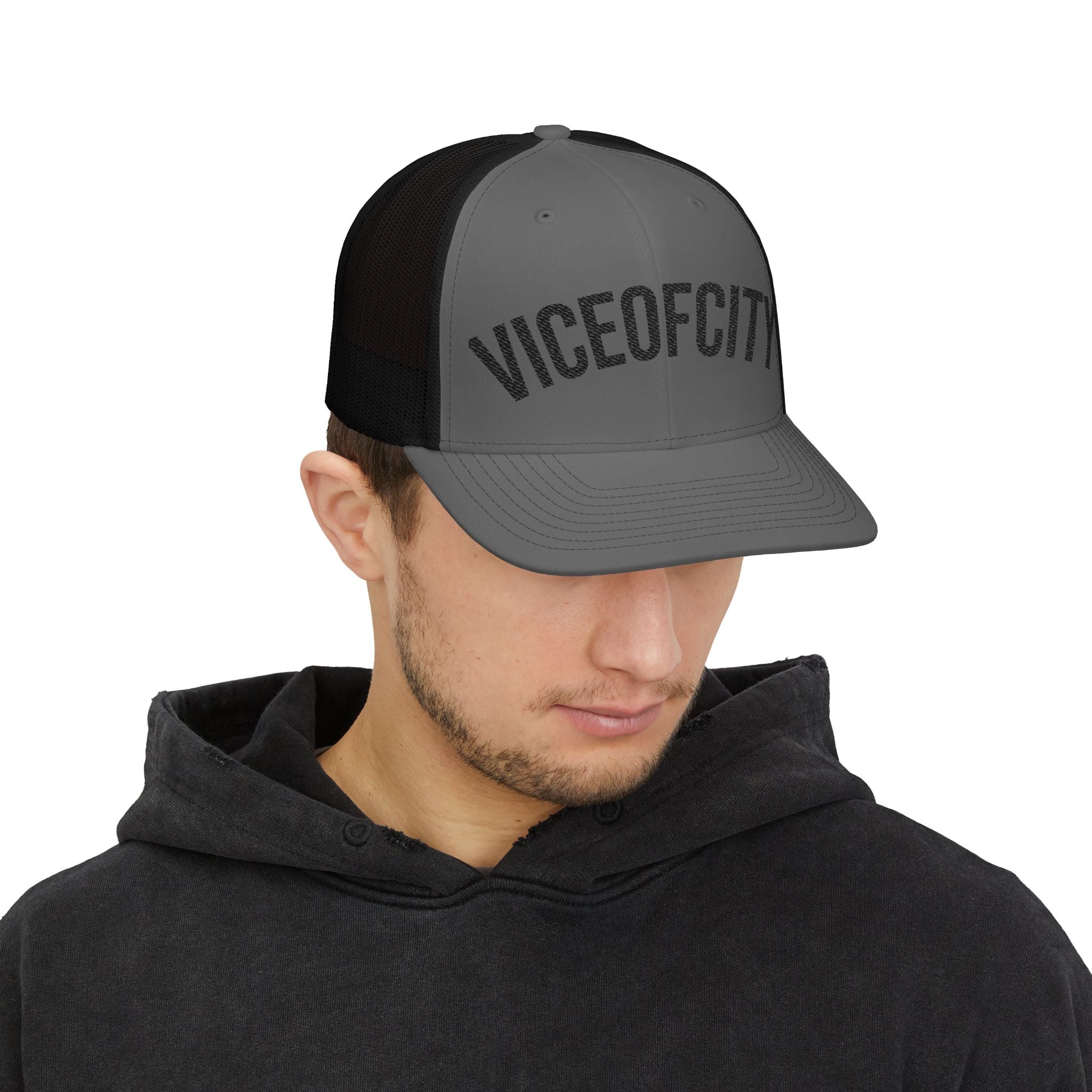Viceofcity Trucker Cap | Mesh Snapback Hat, Distressed Text Design-thumbmail-21