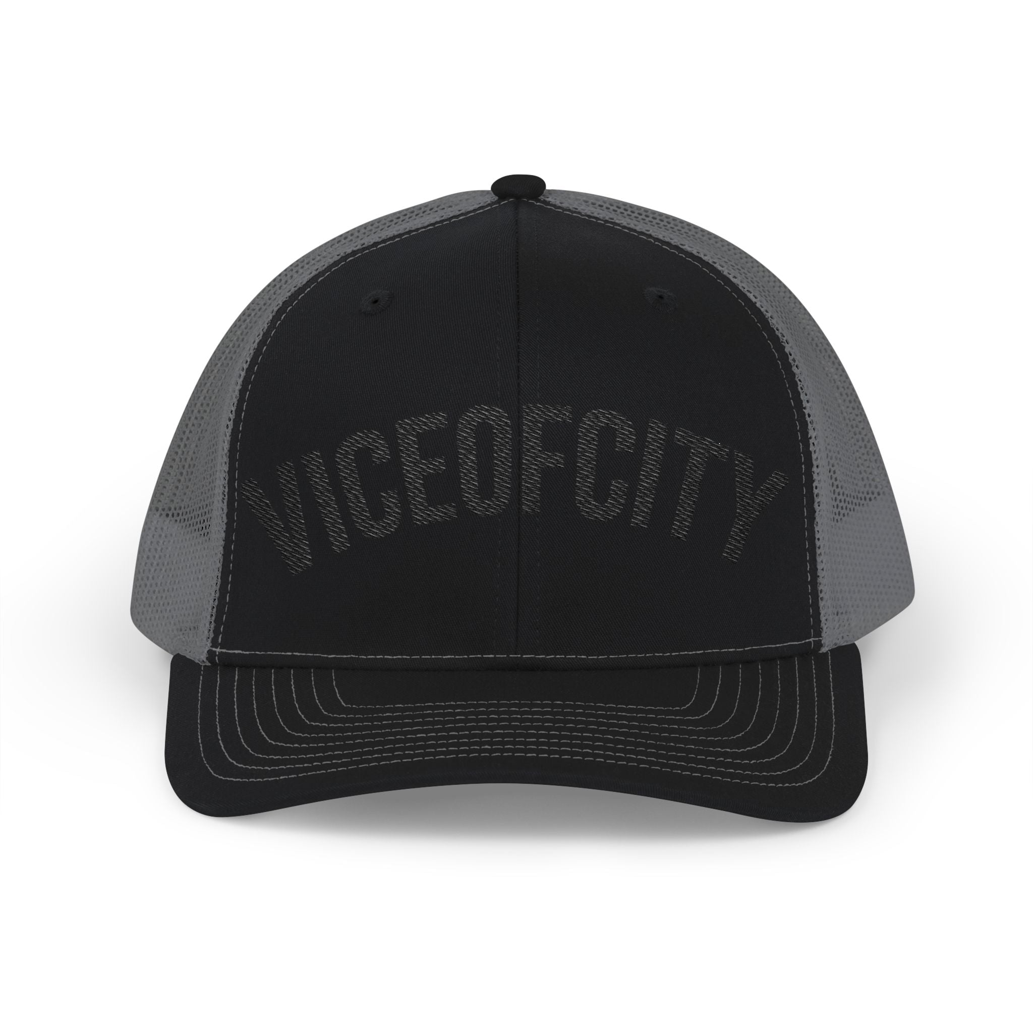 Viceofcity Trucker Cap | Mesh Snapback Hat, Distressed Text Design-thumbmail-3