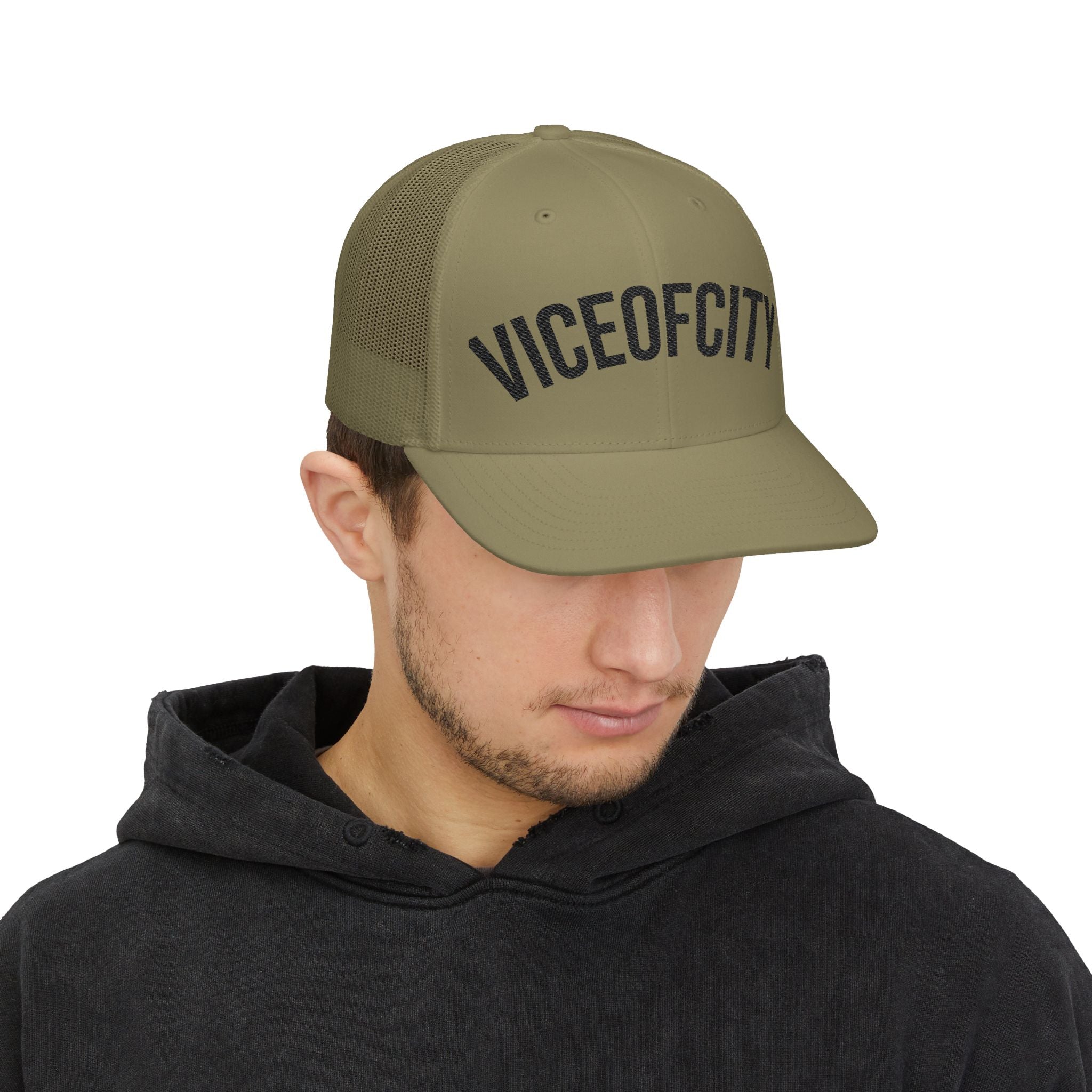 Viceofcity Trucker Cap | Mesh Snapback Hat, Distressed Text Design-thumbmail-27